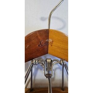 Vintage Setwell Two Tone Wood Suit Hanger Metal Pant Clamp Made in USA